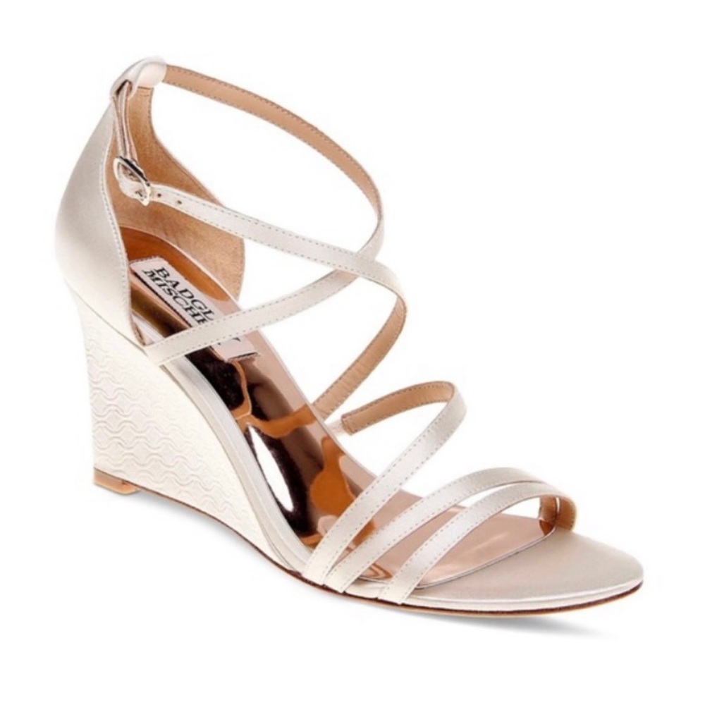BHLDN Badgley Mischka Candace Wedge Ivory, size 9